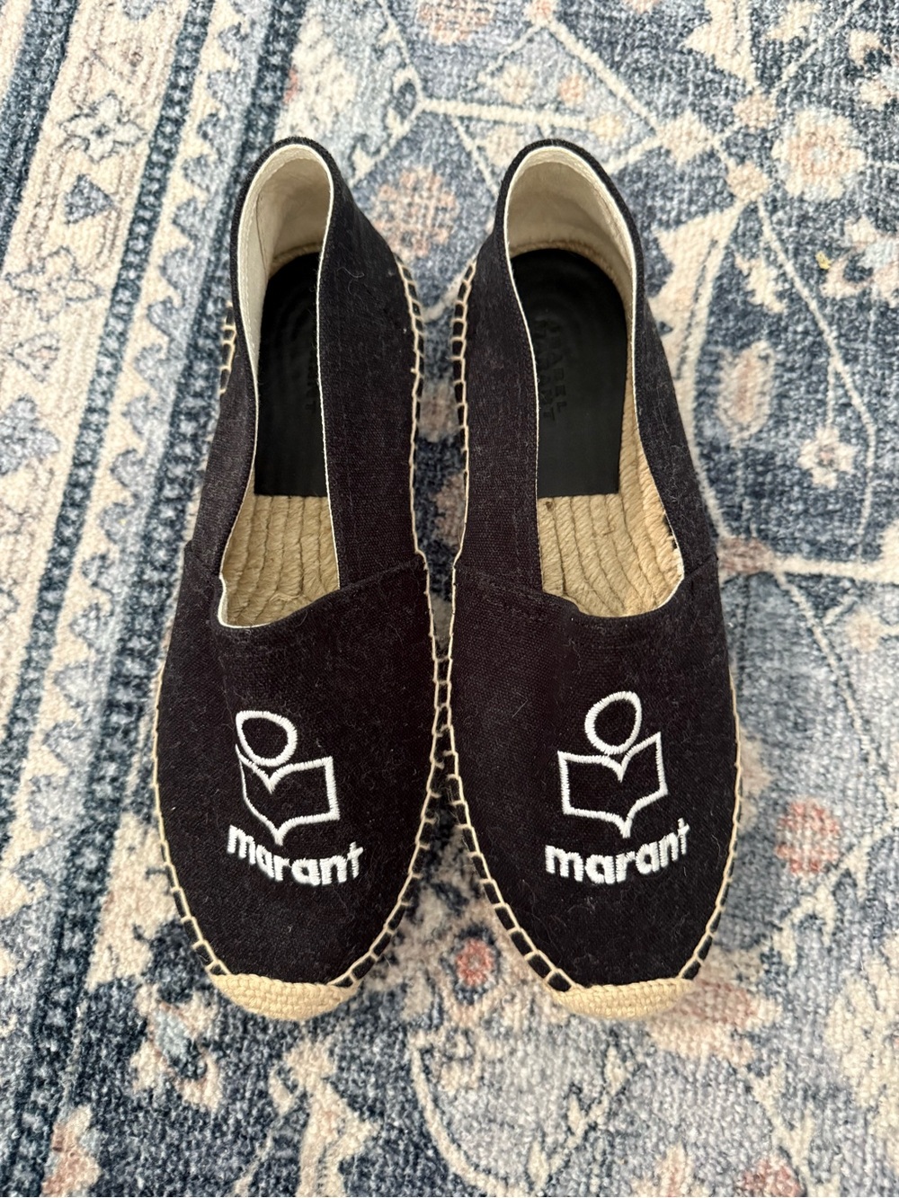 Isabel Marant Black Canvas Espadrilles with White Logo